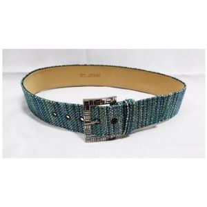 NEW St. John New Ultramarine Crystal Buckle 2 Belt Lenght 33.5 Tweed